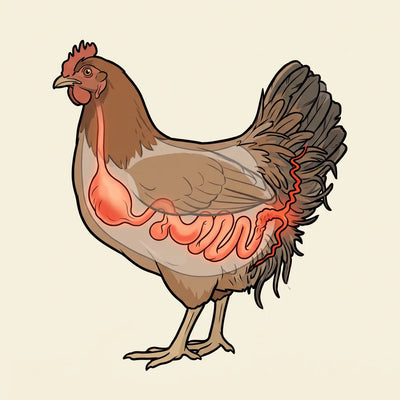Illustration of a hen's digestive tract